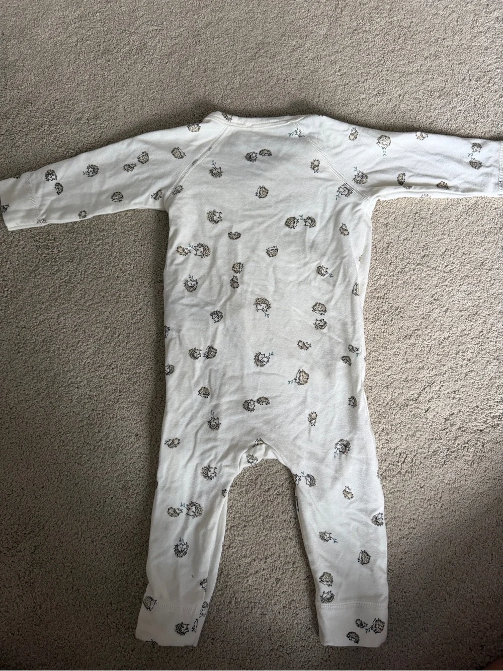 White Hedgehog-Print Baby Footie One-Piece